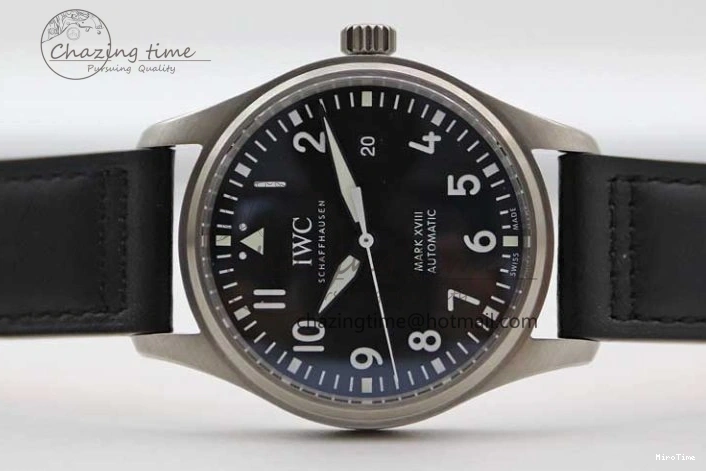 MIROTIME 0122 Vibrant Mark XVIII IW327001 SS M+F 1:1 Best Edition Black Dial on Black Leather Strap A 7055